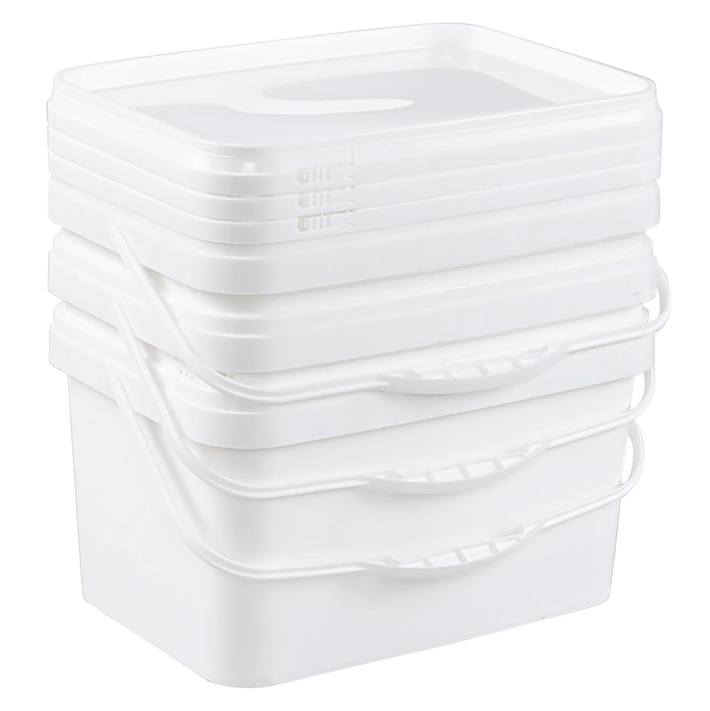 3 Gallon Rectangular Storage Bucket Pails with Lid, 4-Pack