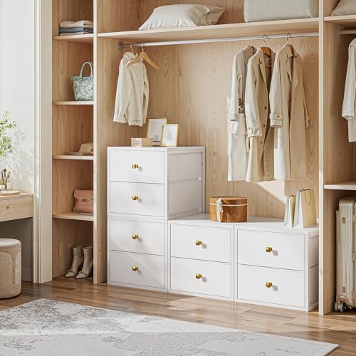 Romorgniz 4-Drawer Stackable Storage Unit, Versatile Closet Organizer