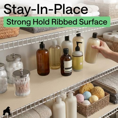 GORILLA GRIP Shelf Liner, Non-Adhesive Cabinet Liners, 20"x30' Beige