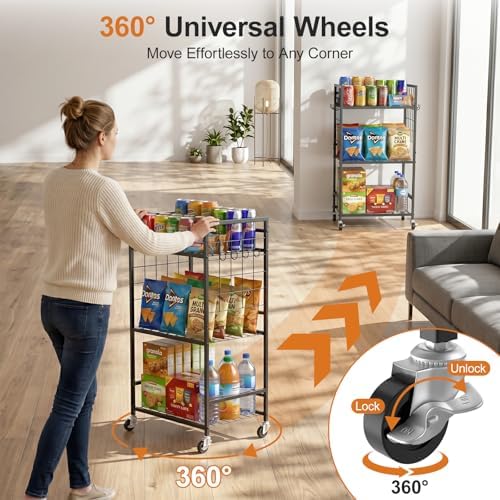 Housolution Laundry Room Shelves Cart Bathroom Storage Organizer Rack
