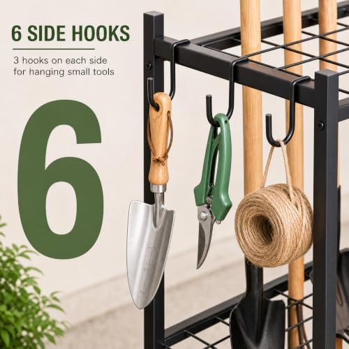 Garden Tool Organizer with Wheels, Garage Tool Organizer for Garage Storage