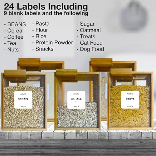 AVARO Cereal Containers Storage, BPA-Free Bamboo Cereal Dispenser 2.2L, 2Pc