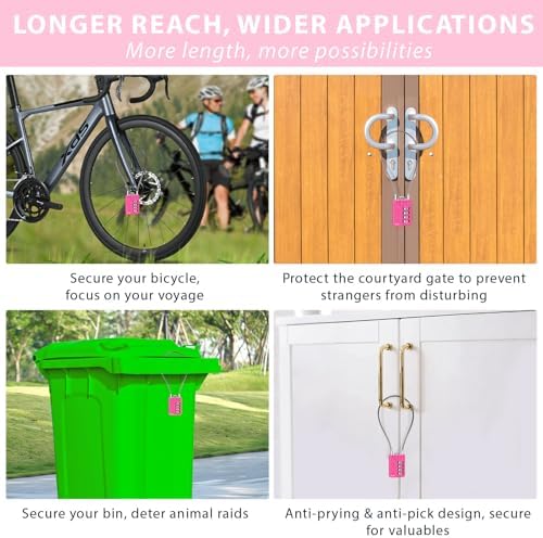 SEPOX® 12PK Metal Combo Padlock, Resettable 4-Digit, Extra Long Cable 12.5"