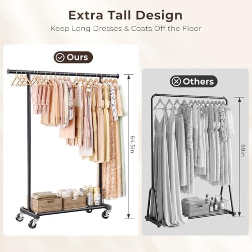 Clothing Rack for Hanging Clothes, 45" Wide Rolling Clothes Rack, Metal ...