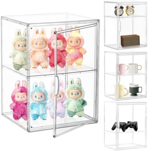 Attelite Acrylic Display Case for Figures 3 Adjustable Layers 4Pack