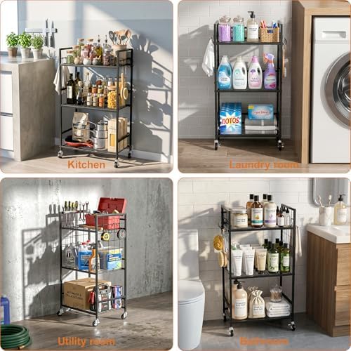 Housolution Laundry Room Shelves Cart Bathroom Storage Organizer Rack