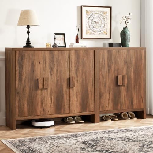 ONBRILL Large Shoe Cabinet with 3 Doors & Adjustable Shelves(Vintage Brown)