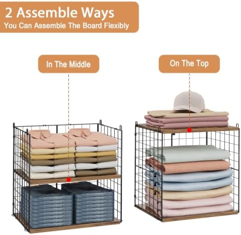 2 Pack Closet Organizers and Storage, Stackable Closet Shelf Organizer Heavy ...