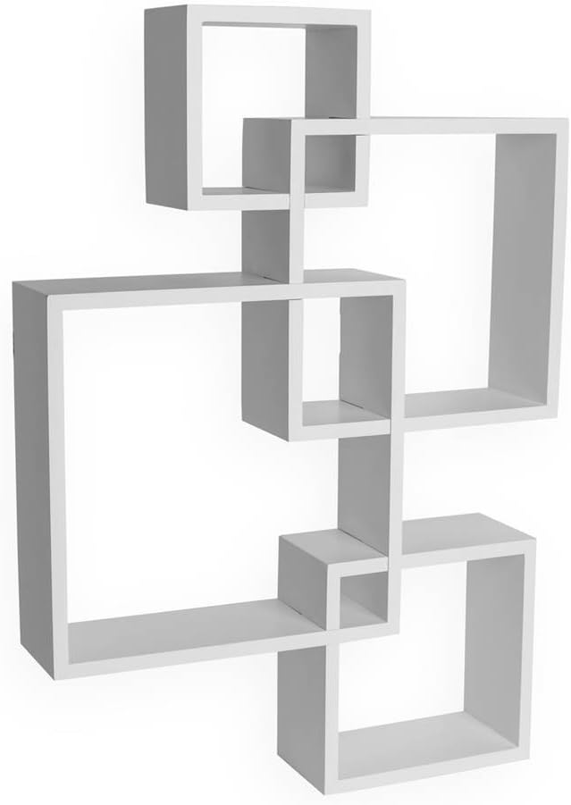 Danya B BR1023WH Decorative Wall Mount Floating Intersecting Cube Accent Wall...