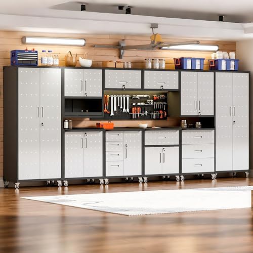 10-Piece Heavy Duty Steel Garage Cabinet System | All-in-One Modular Garage C...