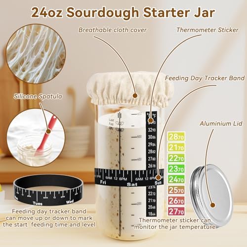 Sourdough Starter Kit, 24PCS Sourdough Bread Baking Supplies, 9"Round &a...