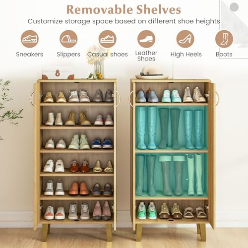 GIANTEX Shoe Cabinet with Doors, 48" Tall Shoe Rack Organizer Cabinet