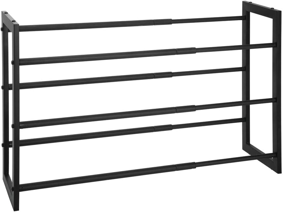 mDesign Metal 3 Tier Adjustable/Expandable Shoe and Boot Storage Organizer Ra...