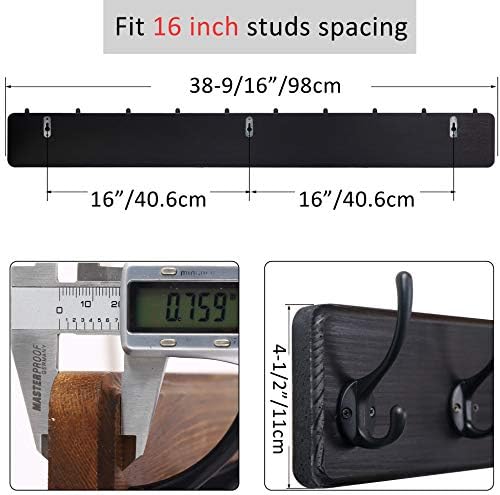 WEBI Coat Rack Wall Mount,38 9/16" Long,10 Hooks,Coat Hooks Wall Mounted...