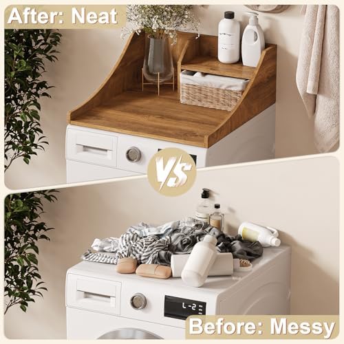 27'' Washer Dryer Countertop with Shelf, 2-Tier Laundry Countertop fo...