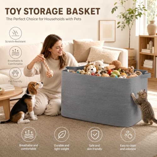 OIASKET 118L Extra Large Blanket Basket, 24.8" x 17.7" x 17.2"...