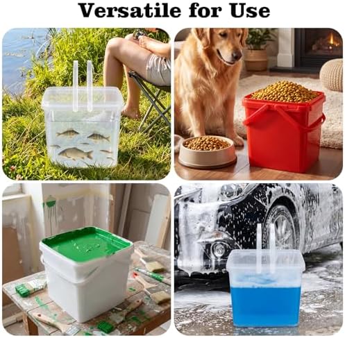 METAPACK 5 Pack 1.3 Gallon Clear Square Food Storage Buckets with Lids and Do...