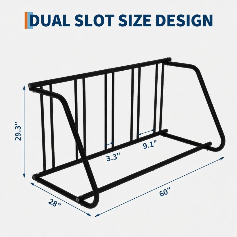 GarveeTech Commercial Grid Floor Bike Rack,Single-Side 5-Bike Rack 60 in L,Gr...