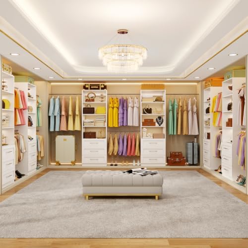 Closet System with 3 Drawers, 2FT-9FT Customizable Closet Organizer System wi...