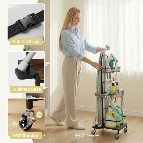 Ironing Board Holder Cart for Small & Narrow Laundry Rooms, Freestanding ...