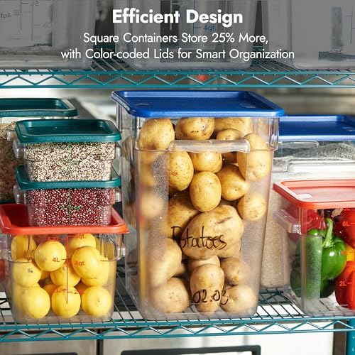 CURTA 4 Pack Food Storage Container with Green Lid - NSF Commercial Grade in ...