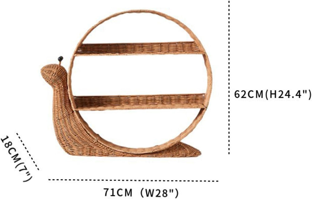 Generic Boho Arched Woven Rattan 3-Tier Wall Shelf, Snail Shaped Wall Mount, ...