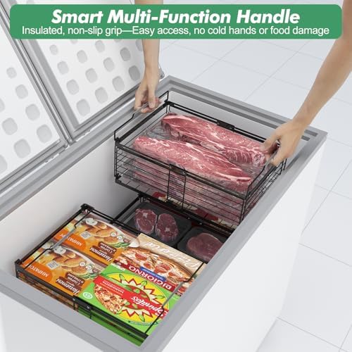 ADRIMER Freezer Organizer Bins, 2 Packs Foldable & Stackable Chest Freeze...