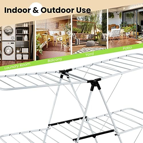 COSTWAY Clothes Drying Rack, Foldable 2 Tier Clothing Laundry Rack