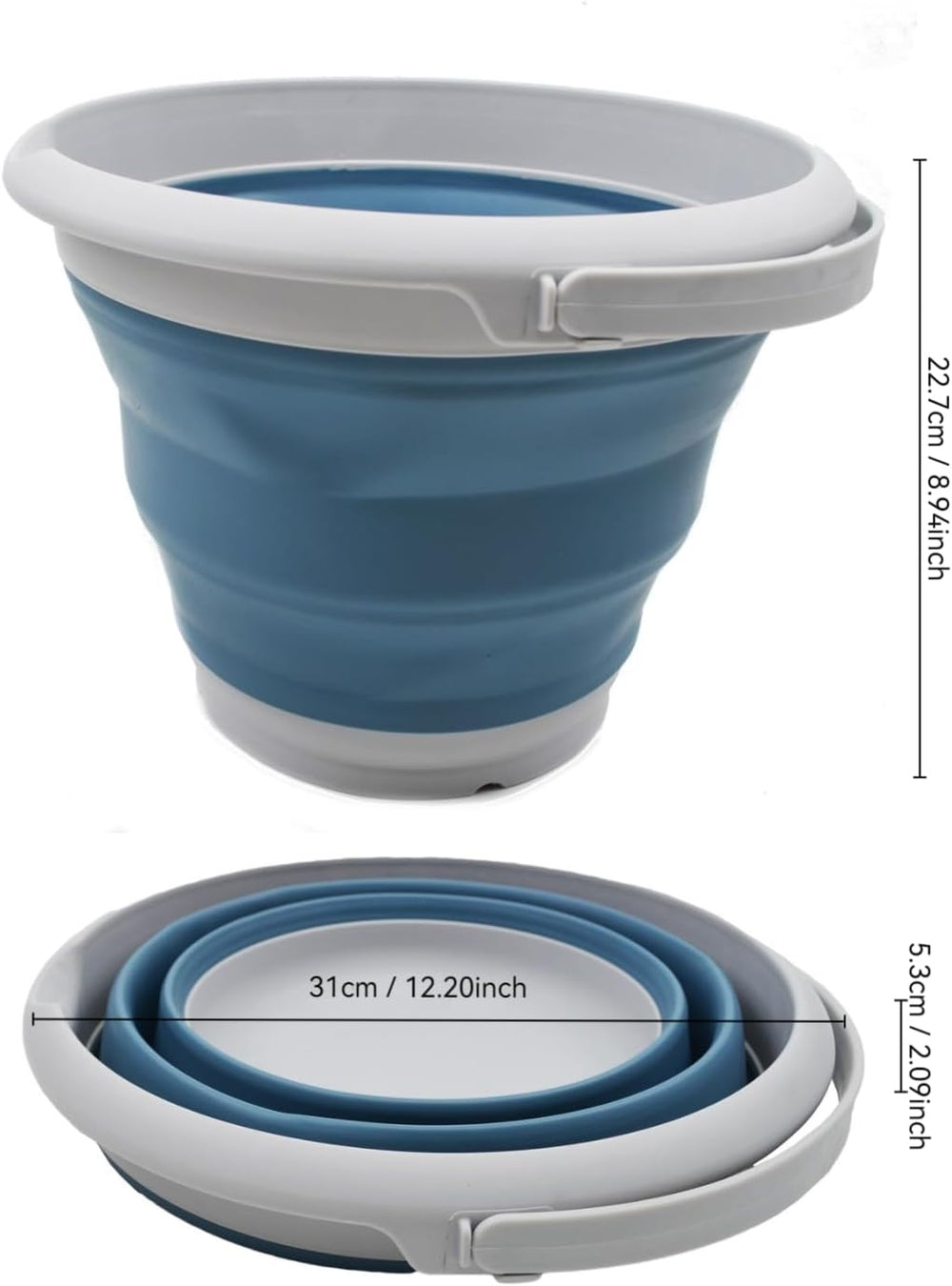 SAMMART 8.5L (2.2 Gallon) Collapsible Plastic Bucket - Foldable Round Tub - P...