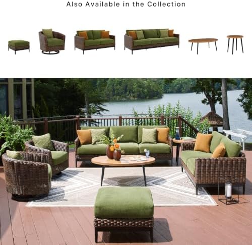 Signature Design by Ashley Outdoor Ottoman with Cushion, 28" Square Green
