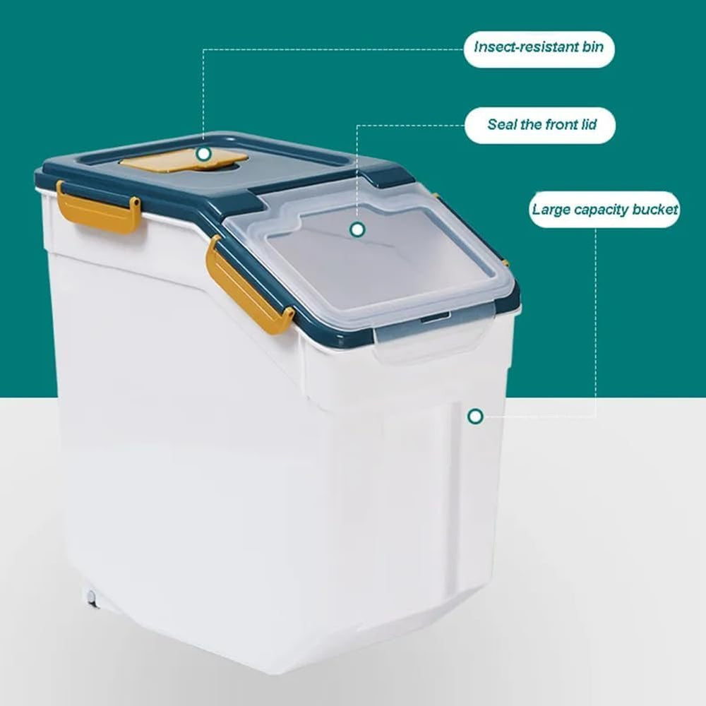 25LB Large Flour Storage Container Bin ,2 Pack Airtight Plastic with Wheels S...