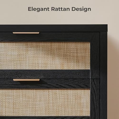 SICOTAS Rattan Dresser for Bedroom, 57" Wide 6 Drawer Dresser