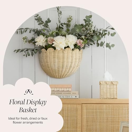 BEBE BASK The Original Scalloped Wicker Wall Basket – Set of 2 (16x10x7 In)