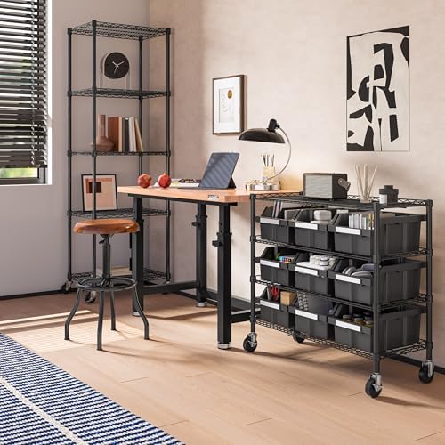 4-Tier NSF 9-Bin Steel Wire Shelving Rack, 36"W x 14"D x 31"H,...