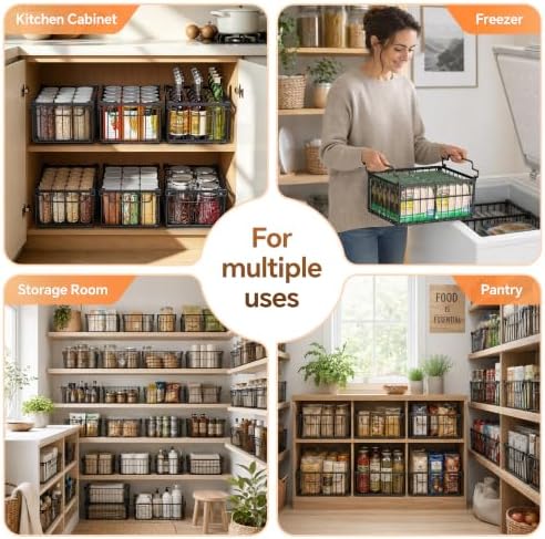 Freezer Organizer Bins, 6 Pack Enlarged Baskets for 5-9 Cu.FT Deep Freezer