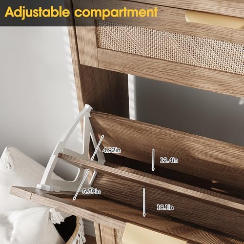 Halitaa Shoe Cabinet with 4 Flip Drawers & 2 Drawers,Farmhouse Shoe Stora...