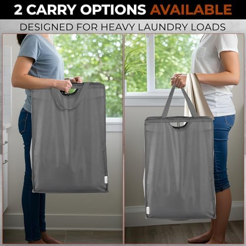 ALCOVA 2 Pack Hanging Laundry Hamper, 59L Over the Door Laundry Bag, Grey