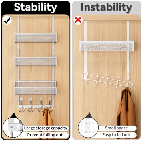 Kaiferty Over The Door Hooks Organizer, Coat Rack Over The Door Storage Hange...