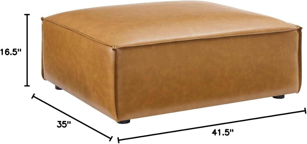 Modway Restore Vegan Leather Sectional Sofa Ottoman in Tan