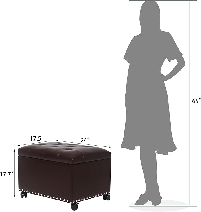 Leather Storage Ottoman Bench
