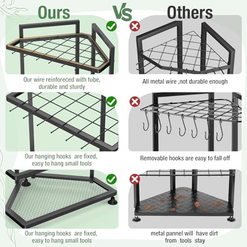 Garden Tool Organizer for Corner,Metal Yard Tool Organizer for Long-Handled T...