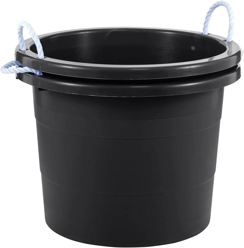 United Solutions 19 Gallon Rope Handle Tub, 2-Pack, Heavy-Duty Organization a...