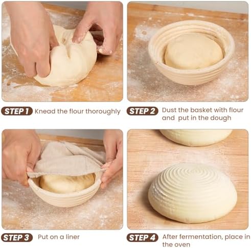 Kikcoin 6 Pack Banneton Bread Proofing Basket, 5 Inch Mini Banneton Basket
