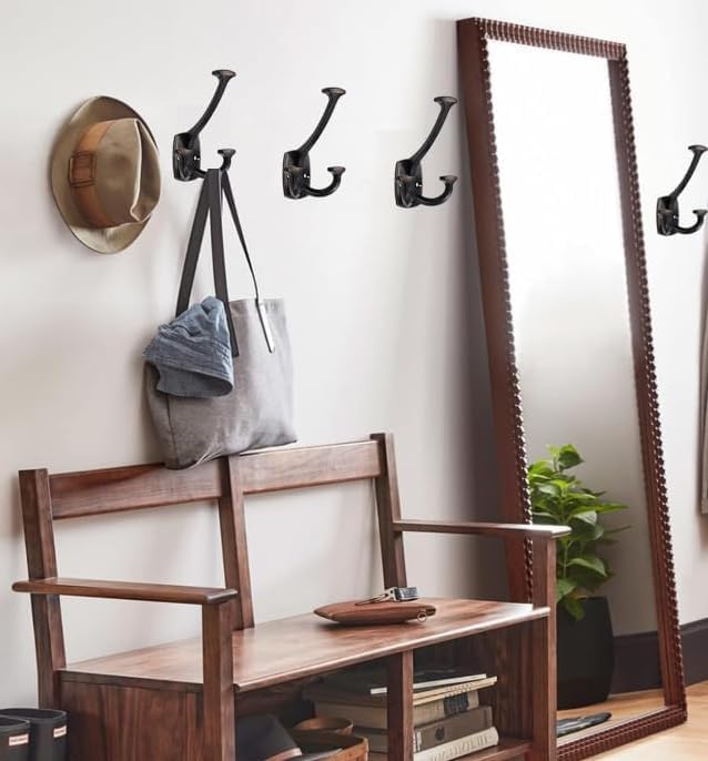 10 Pack Oil Rubbed Bronze Hooks Large Wall Mounted Solid Heavy-Duty Decorativ...