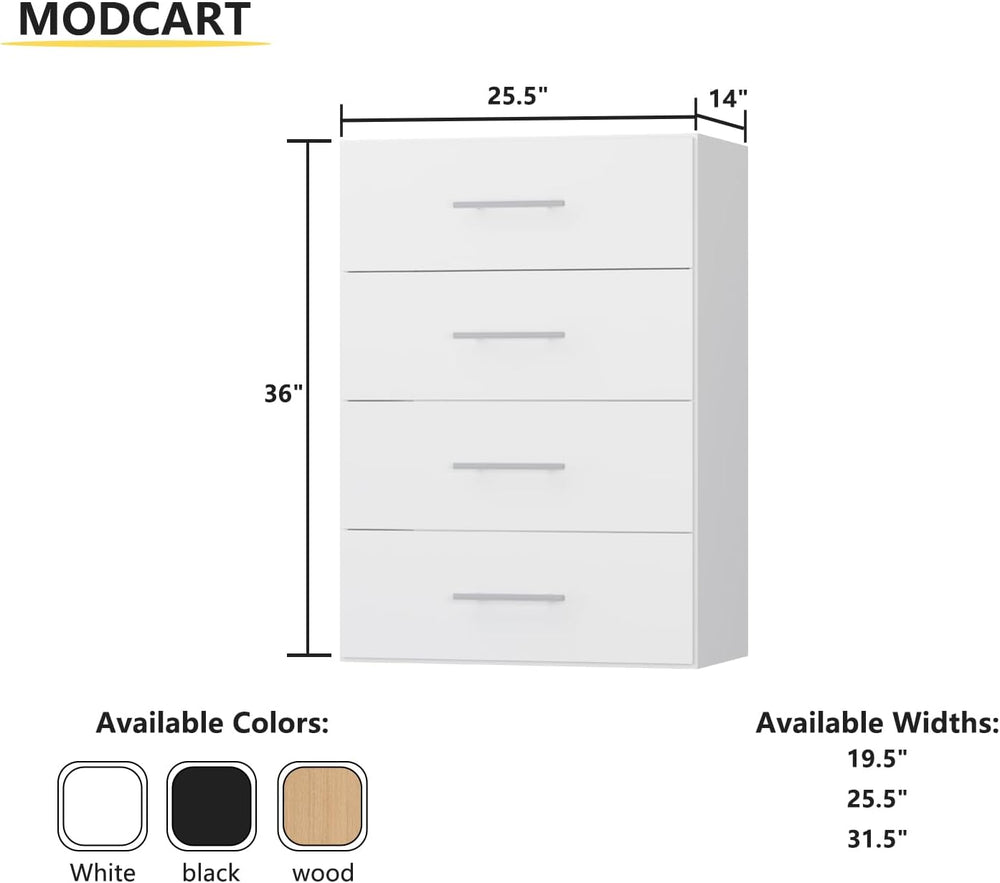 4 Drawer Short Tower, Modular Wood Closet System Organizer with Storage, Clot...