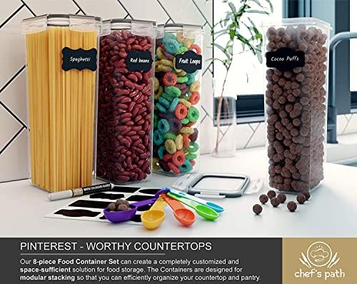 Chef's Path - Kitchen Storage Box Set - 8 Airtight Food Jars for Storing ...