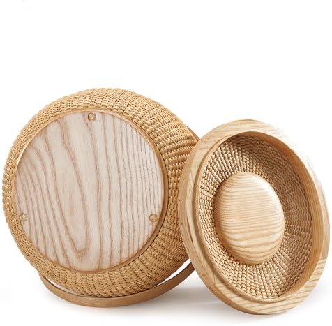 Nantucket Pot Belly Baskets, Fine Cane Weaving Circular with Swing Hardwood H...