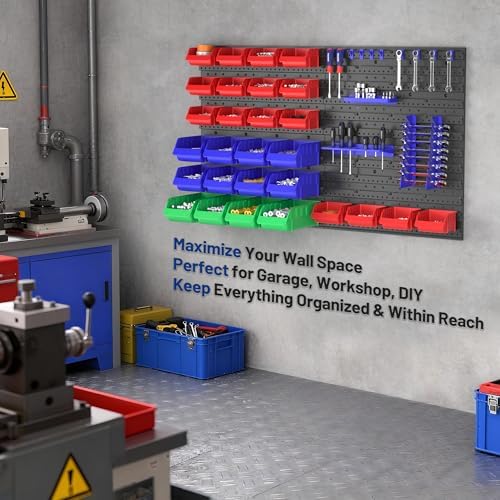 WORKPRO 44PCS Wall Mounted Storage Bins for Garage Storage