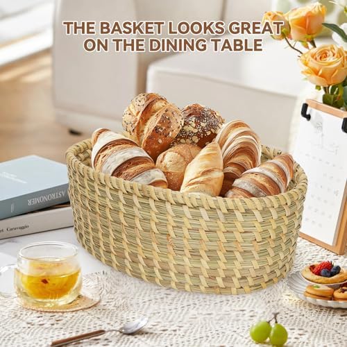 WILLOW WEAVE Natural Bread Warmer Basket with Terracotta Stone