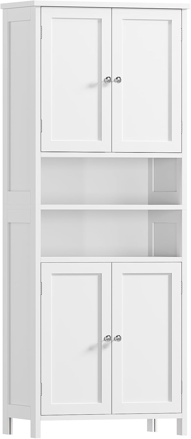 TEENFON 66.9" H Tall Bathroom Storage Cabinet with 4 Doors & 2 Open ...